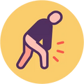 A flat vector icon of a person in a d...